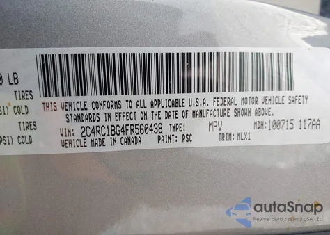 2015 Chrysler Town & Country Touring из США, поврежденный, VIN 2C4RC1BG4FR560438